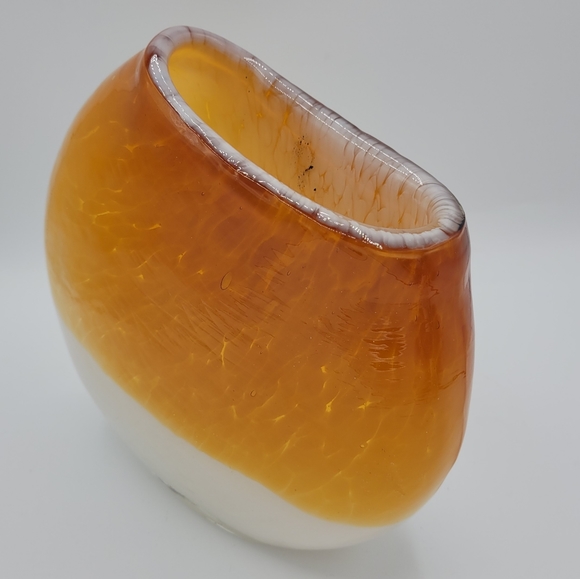 Art Glass Slanted Candy Corn Color Halloween Vase - Picture 2 of 8